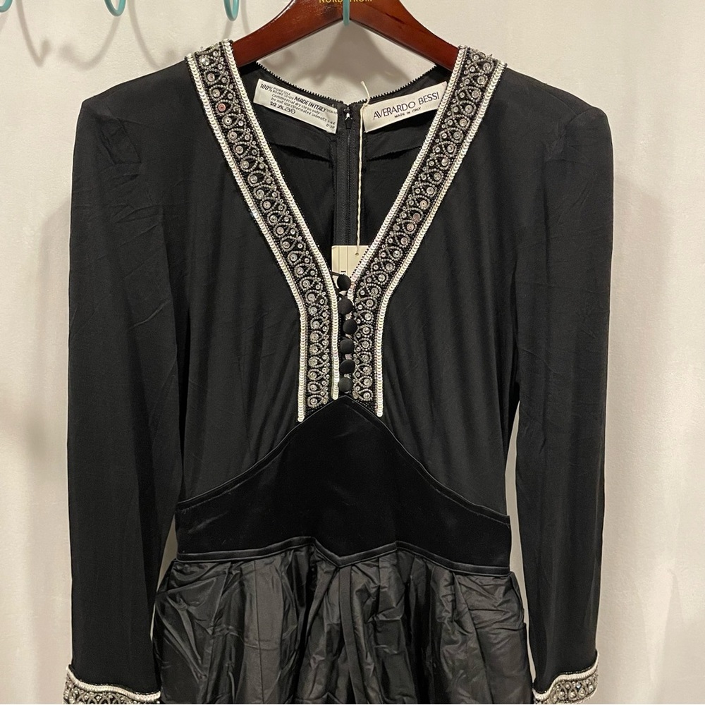 Vintage 70’s-80’s NWT black silk boho jeweled princess gown Averardo Bessi Italy - Picture 10 of 14